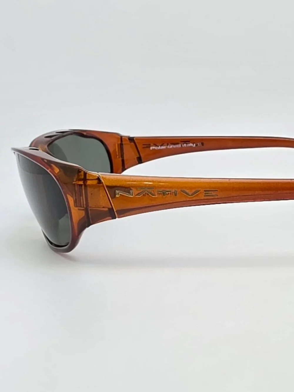 Native Throttle Lager Frame Polarized Green Lens Sunglasses Italy 57-16-128